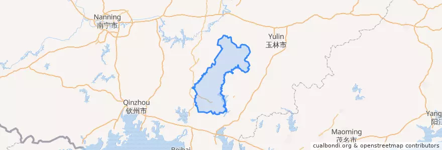 Mapa de ubicacion de 浦北县 Pubei.