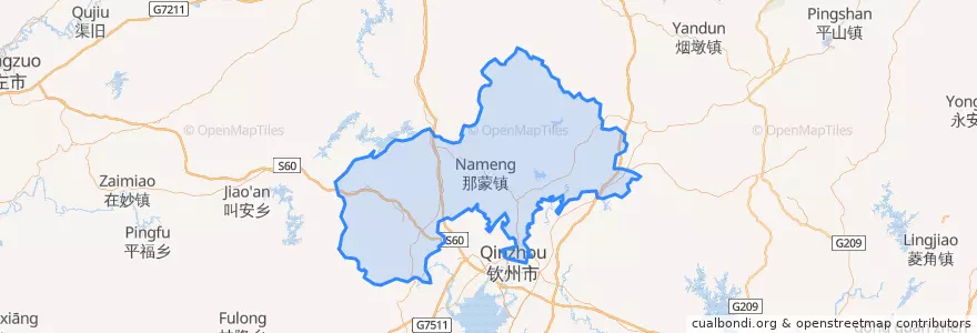 Mapa de ubicacion de 钦北区 (Qinbei).