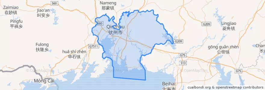 Mapa de ubicacion de 钦南区 Qinnan.