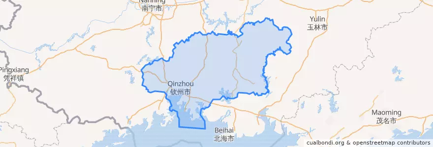 Mapa de ubicacion de Qinzhou.