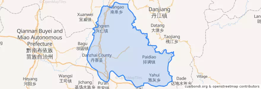 Mapa de ubicacion de Danzhai County.