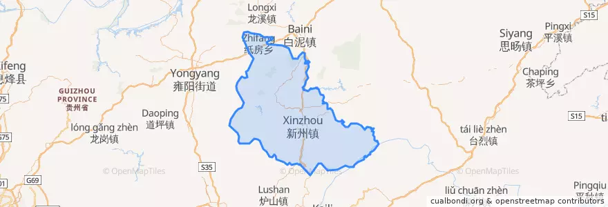 Mapa de ubicacion de Huangping County.