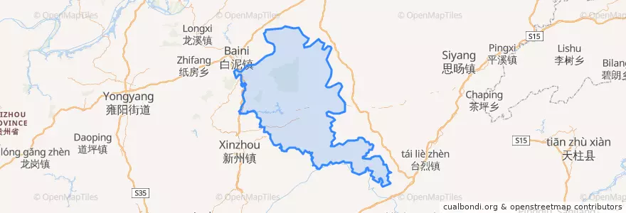 Mapa de ubicacion de Shibing County.