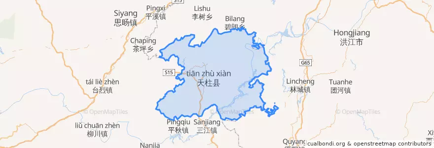 Mapa de ubicacion de 天柱县.