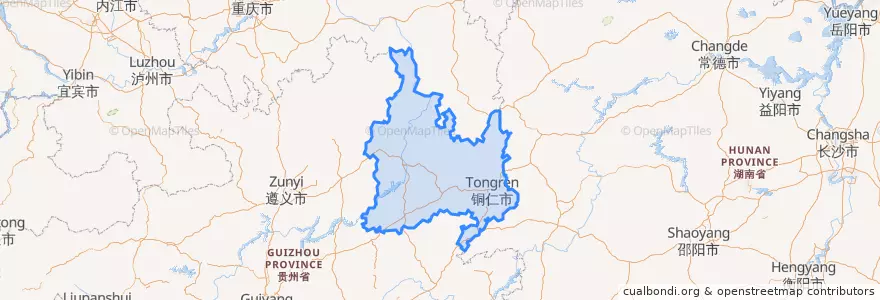 Mapa de ubicacion de 铜仁市.