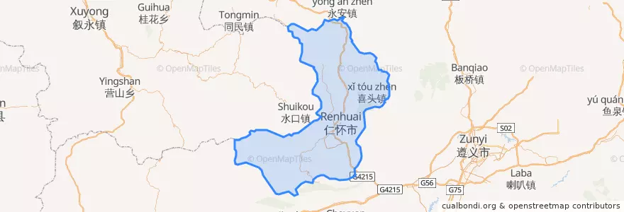 Mapa de ubicacion de 仁怀市 / Renhuai.