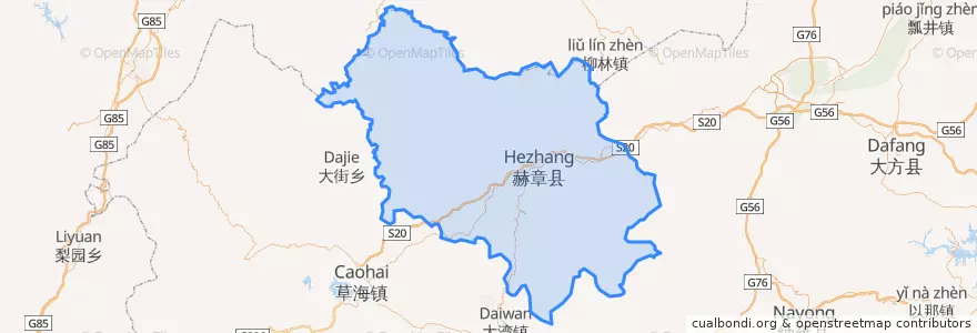 Mapa de ubicacion de Hezhang County.