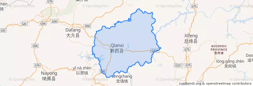 Mapa de ubicacion de Qianxi County.