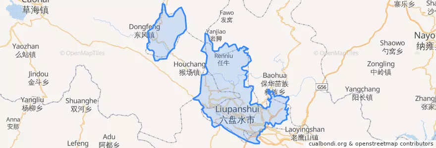 Mapa de ubicacion de 钟山区.