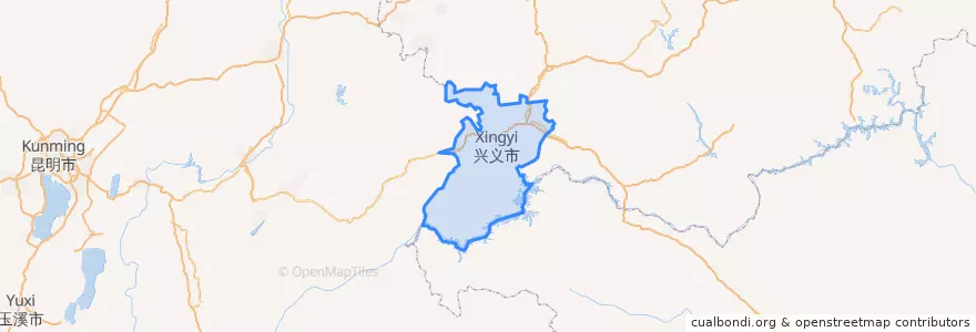 Mapa de ubicacion de 兴义市.