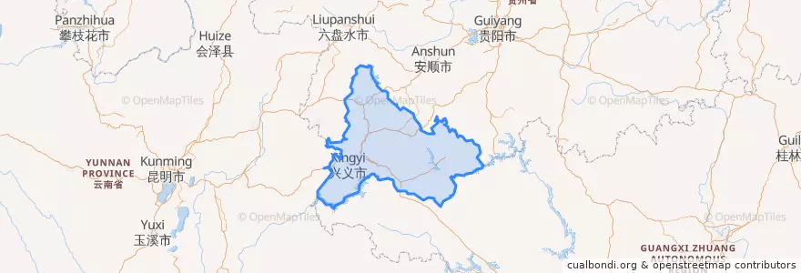 Mapa de ubicacion de Qianxinan Buyei and Miao Autonomous Prefecture.