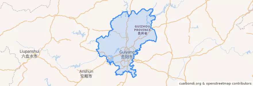 Mapa de ubicacion de 贵阳市.