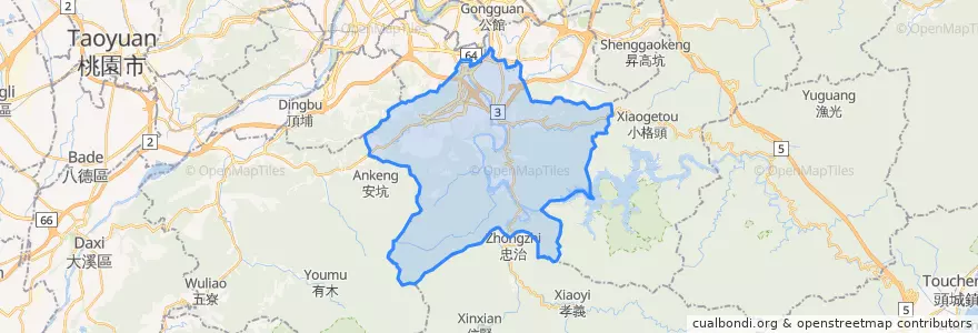 Mapa de ubicacion de Xindian.