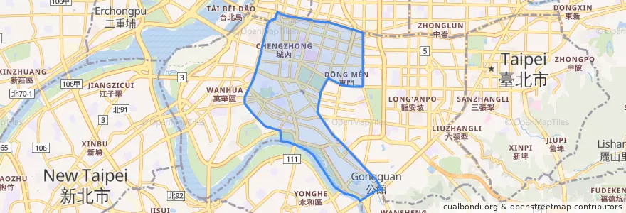 Mapa de ubicacion de 中正區.