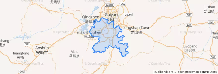 Mapa de ubicacion de 花溪区.