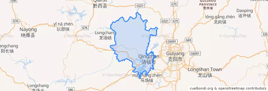 Mapa de ubicacion de Qingzhen City.