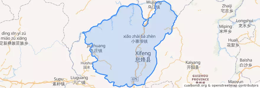 Mapa de ubicacion de 息烽县 / Xifeng.