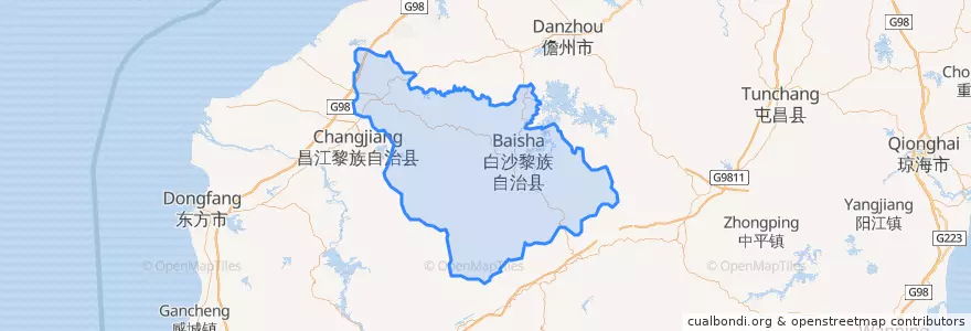 Mapa de ubicacion de Baisha Li Autonomous County.