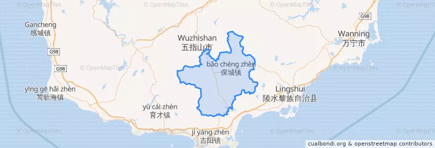 Mapa de ubicacion de Baoting Li and Miao Autonomous County.