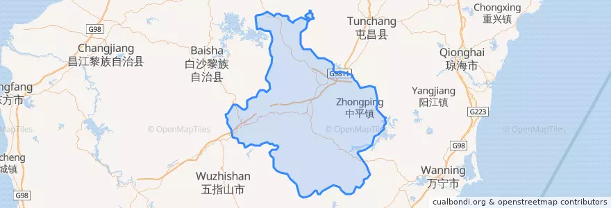 Mapa de ubicacion de 琼中黎族苗族自治县 / Qiongzhong.