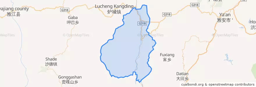 Mapa de ubicacion de ལྕགས་ཟམ་རྫོང་ 泸定县.