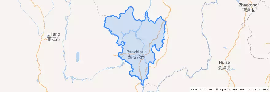 Mapa de ubicacion de Panzhihua City.