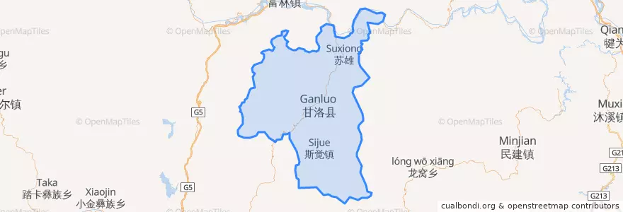 Mapa de ubicacion de 甘洛县.