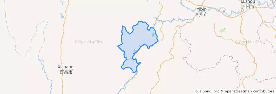 Mapa de ubicacion de 雷波县.