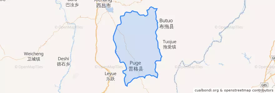 Mapa de ubicacion de 普格县.
