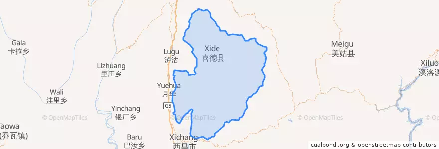 Mapa de ubicacion de 喜德县.