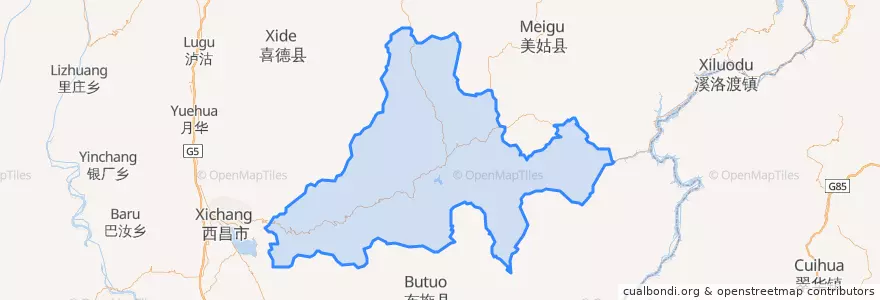 Mapa de ubicacion de 昭觉县.