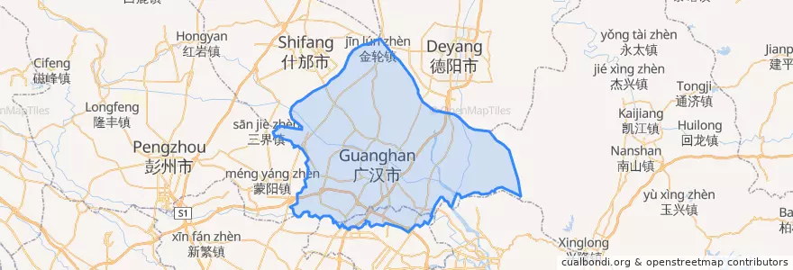 Mapa de ubicacion de Guanghan City.