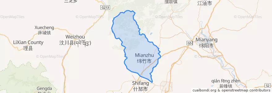 Mapa de ubicacion de 绵竹市.