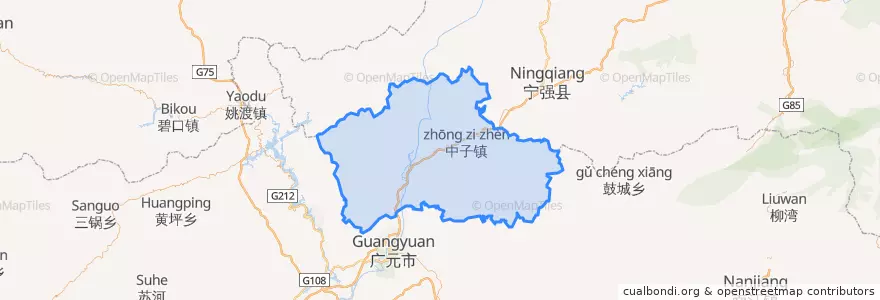 Mapa de ubicacion de 朝天区.