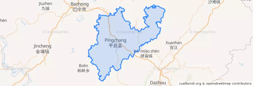 Mapa de ubicacion de 平昌县.