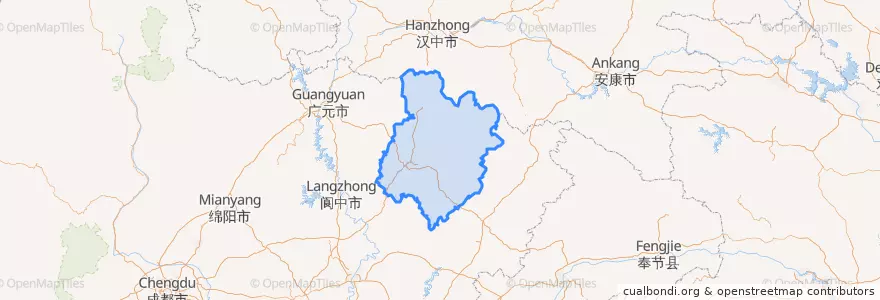 Mapa de ubicacion de Bazhong City.