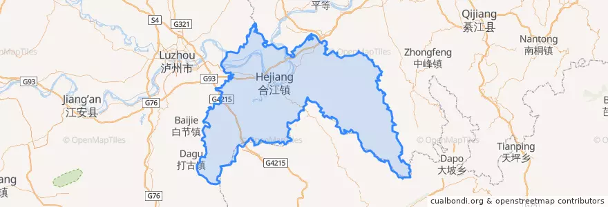 Mapa de ubicacion de Hejiang County.