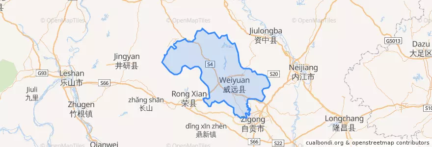 Mapa de ubicacion de 威远县 (Weiyuan).