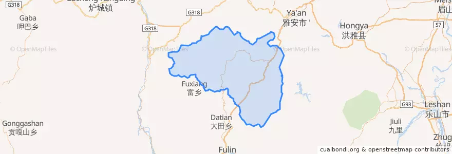 Mapa de ubicacion de 荥经县.