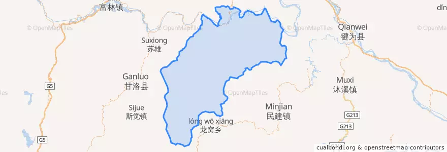Mapa de ubicacion de 峨边彝族自治县.