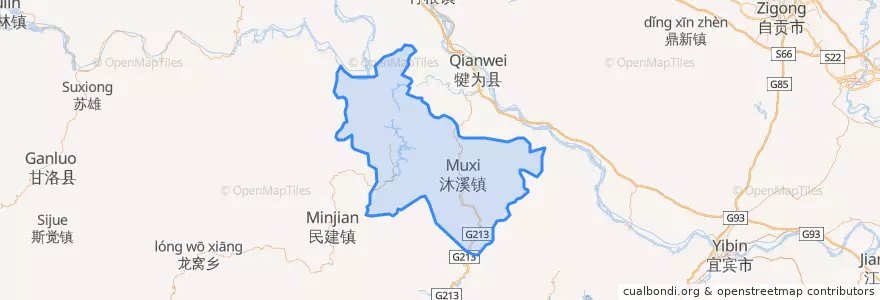 Mapa de ubicacion de 沐川县 / Muchuan.