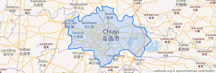 Mapa de ubicacion de 嘉義市.