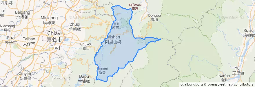 Mapa de ubicacion de 阿里山鄉.