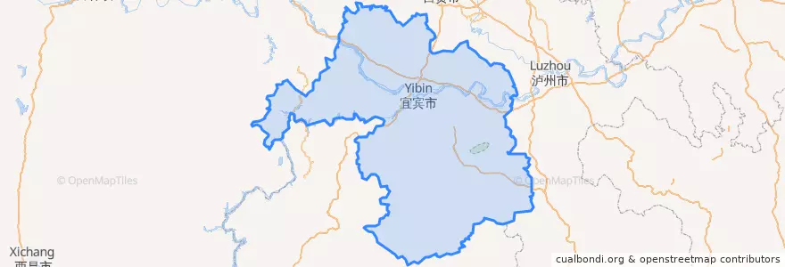 Mapa de ubicacion de Yibin City.