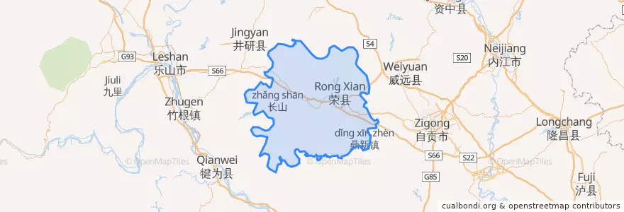Mapa de ubicacion de 荣县.
