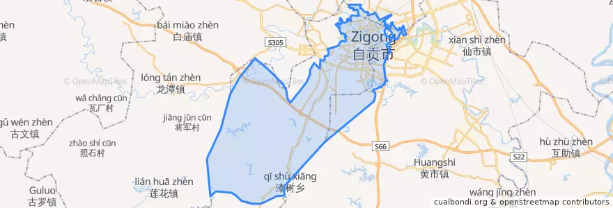 Mapa de ubicacion de 自流井区.