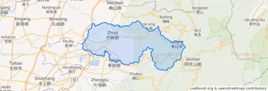 Mapa de ubicacion de 竹崎鄉.