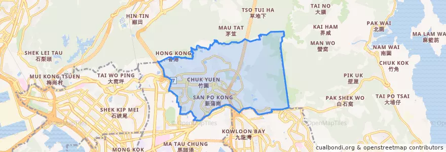 Mapa de ubicacion de 黃大仙區 Wong Tai Sin District.