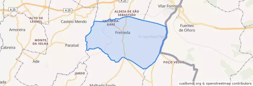 Mapa de ubicacion de Freineda.