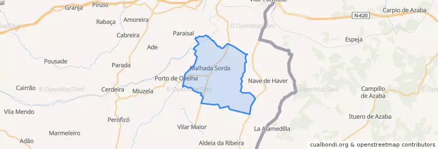 Mapa de ubicacion de Malhada Sorda.